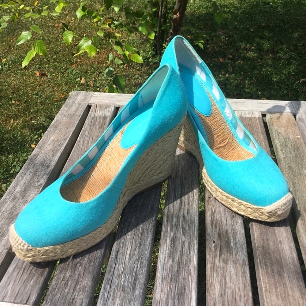 BCBG Turquoise Espadrille Wedges